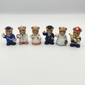 Vintage Set of 6 Homco #8805 Home Interior Bears Occupation Figurines Ceramic